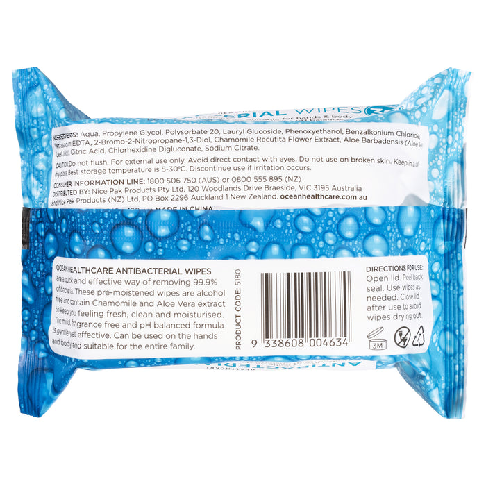 Ocean Antibacterial Wipes 30 Pack