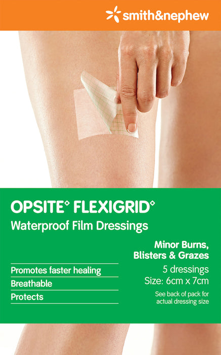 Opsite Flexigrid Clear Barrier Film 6cm x 7cm 5 Pack