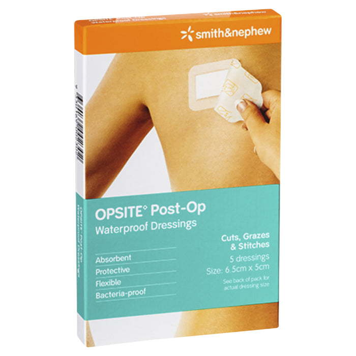 Opsite Post-Op Waterproof Dressings 6.5cm x 5cm 5 Pack