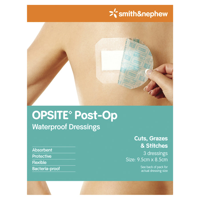 Opsite Post-Op Waterproof Dressings 9.5cm x 8.5cm 3 Pack