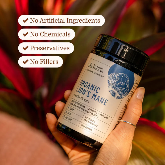 Evolution Botanicals Organic Lions Mane 100g.