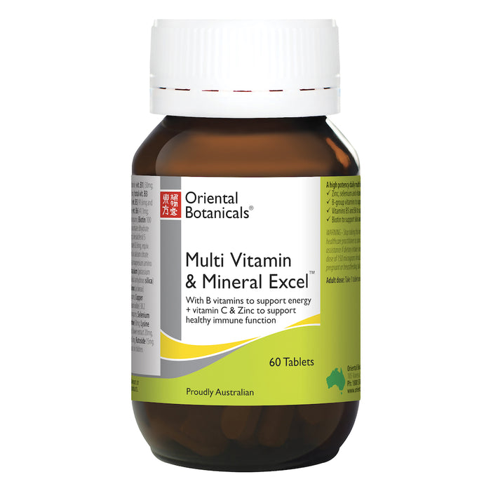 Oriental Botanicals Multi Vitamin & Mineral Excel 60 Tablets