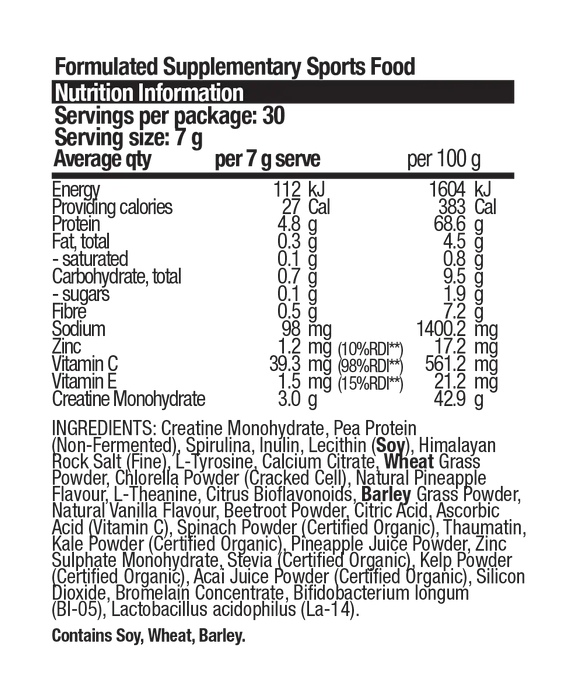 BSc Performance Greens + Creatine Tropical 210g.