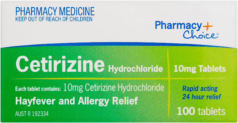 Pharmacy Choice Cetirizine Hayfever & Allergy Relief 100 Tablets