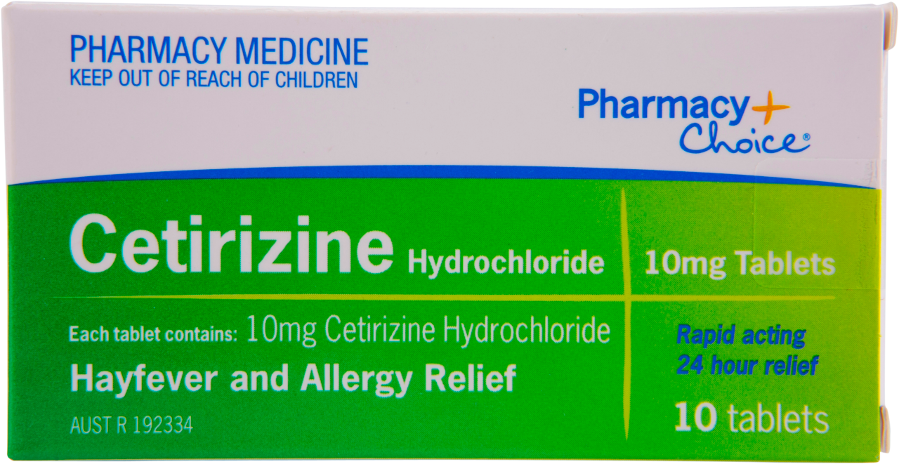 Pharmacy Choice Cetirizine Hayfever & Allergy Relief 10 Tablets