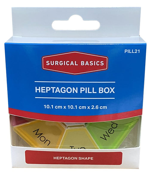 Surgical Basics Heptagon Pill Box 10.3 X 10.3 X 5cm.