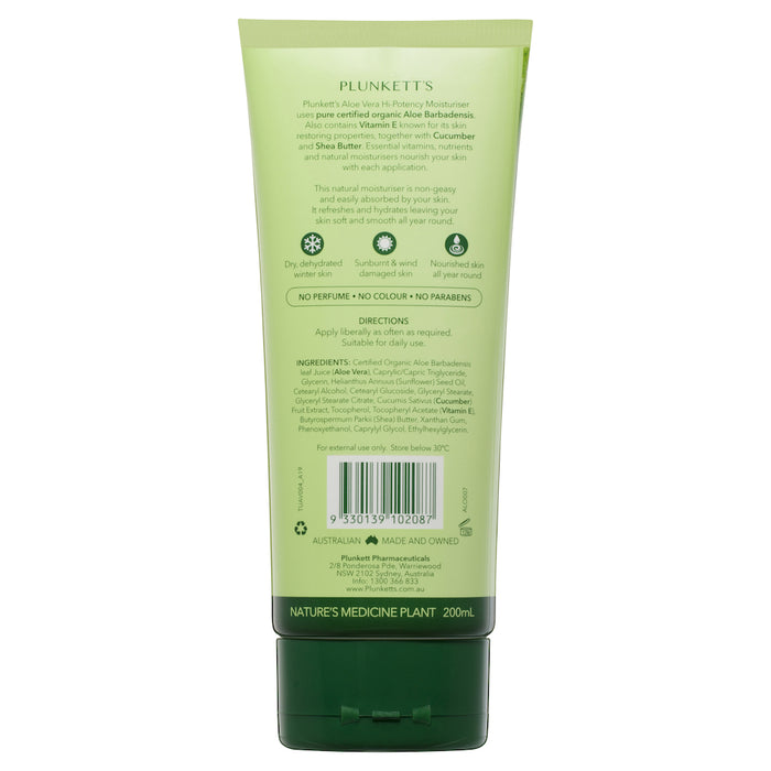 Plunkett Aloe Vera 90% Moisturiser + Vitamin E 200ml