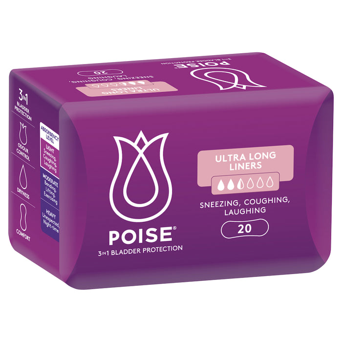 Poise Liners Ultra Long Fragarance Free 20 Liners