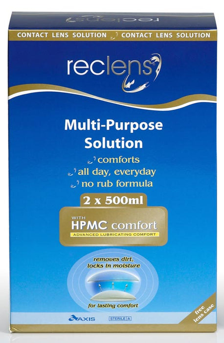 Reclens Multi Purpose Solution 2 x 500ml + Lens Case