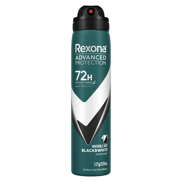 Rexona Men Antiperspirant Deodorant Aerosol Invisible Black & White 220ml