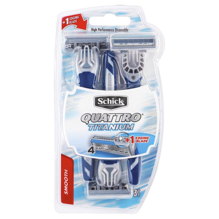 Schick Quattro Mens Disposable Razors 3 Pack