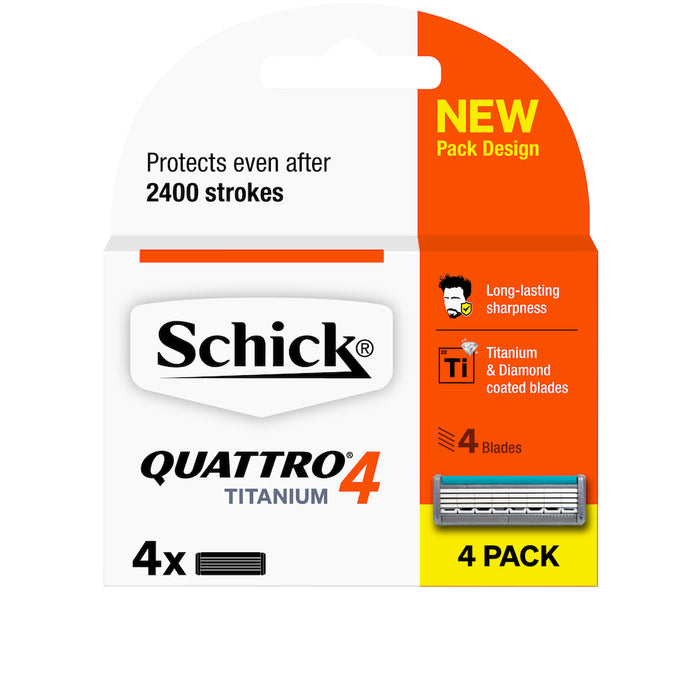 Schick Quattro Mens Titanium Refill Cartridged 4 Pack