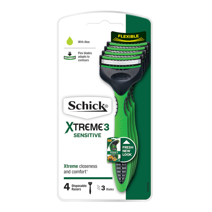 Schick Xtreme 3 Mens Disposable Razors Sensitive 4 Pack