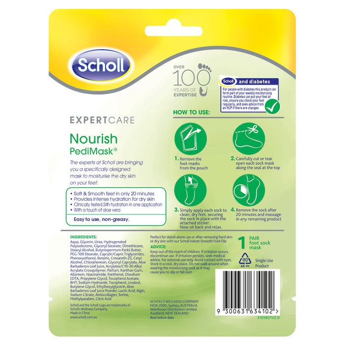 Scholl Nourish Pedi Mask 1 Pair