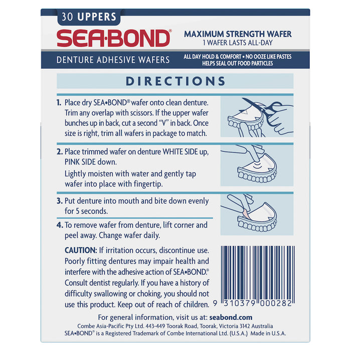 Sea Bond Denture Adhesive Uppers Original 30