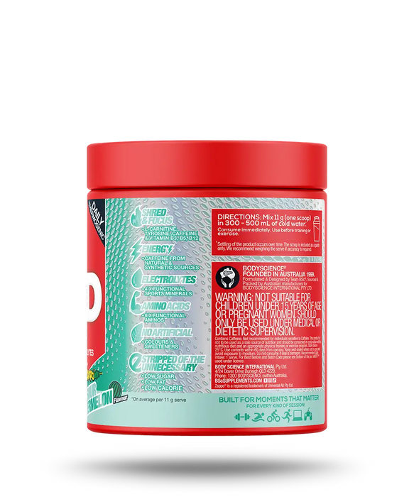 BSc Energy Shred Hydration Zappo Sour Watermelon Powder 275g.