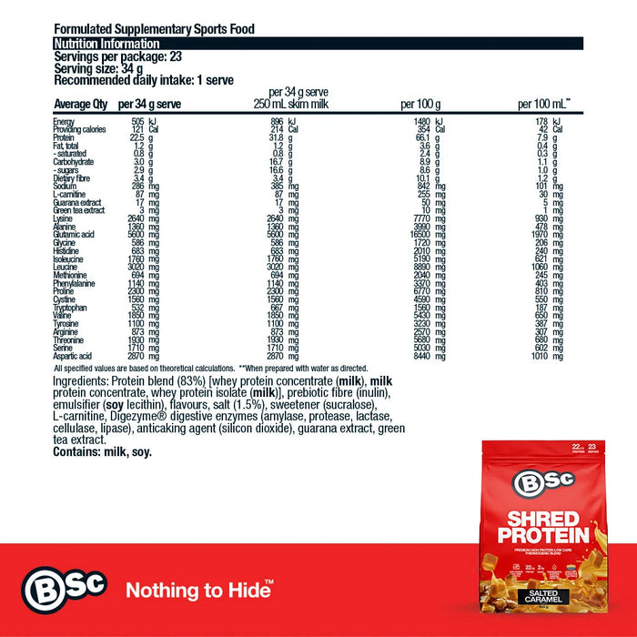 BSC Shred Protein Salted Caramel 800g.
