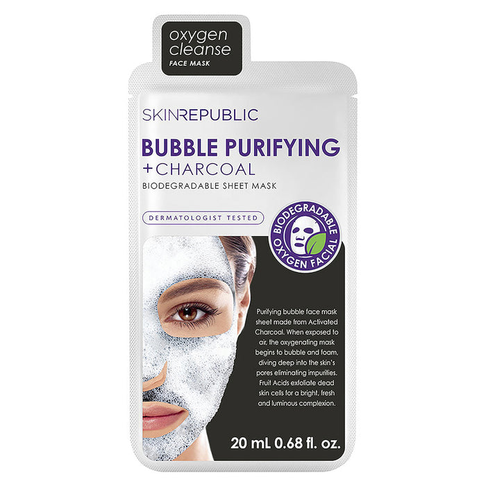 Skin Republic Bubble Purifying + Charcoal Face Sheet