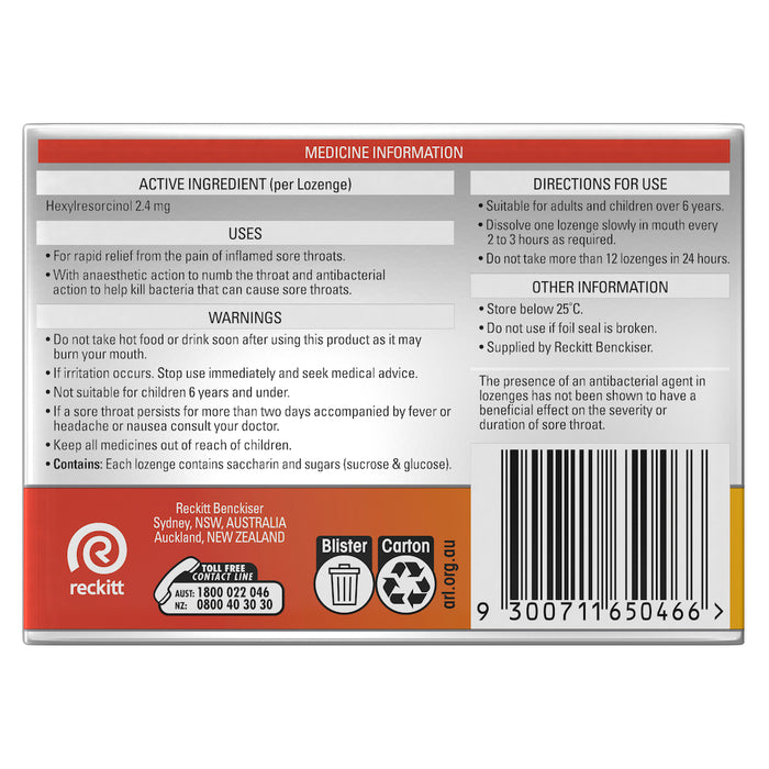 Strepsils Extra Lozenges Honey and Lemon 16