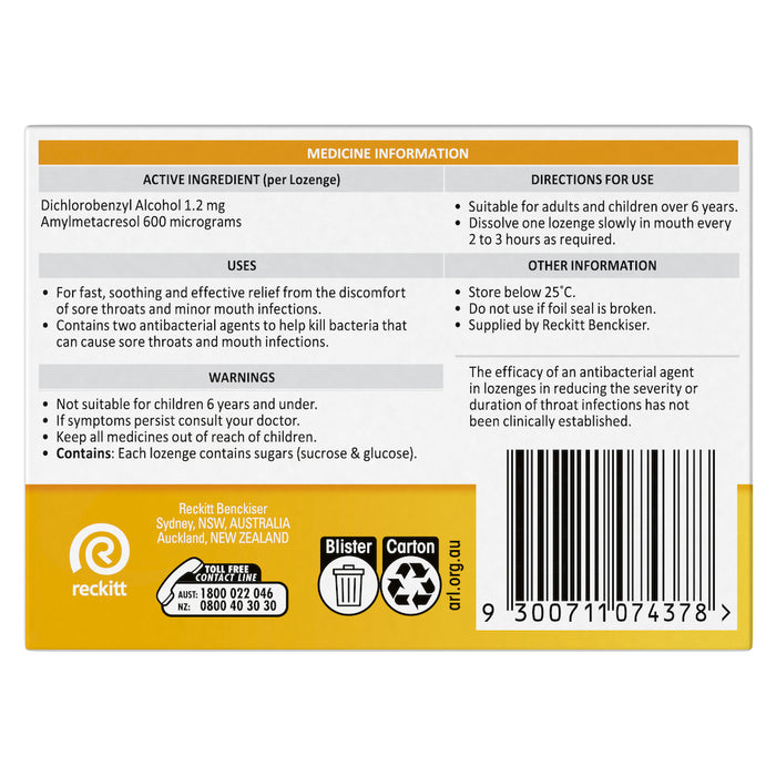 Strepsils Lozenges Honey & Lemon 16