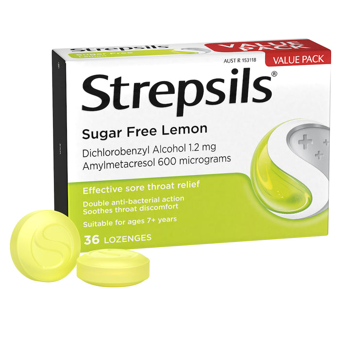 Strepsils Lozenges Sugar Free Lemon 36