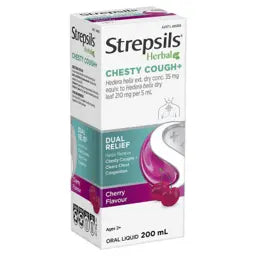 Strepsils Herbal Chesty Cough Cherry Flavour 200ml.