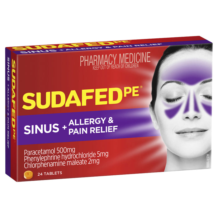 Sudafed PE Sinus Pain and Allergy Tablets 24