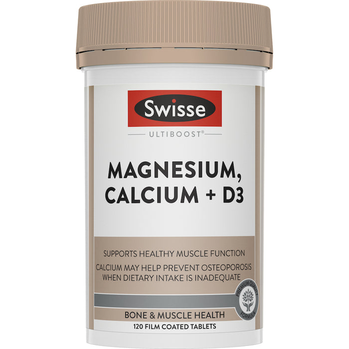 Swisse Ultiboost Magnesium, Calcium + Vit D 120 Tablets