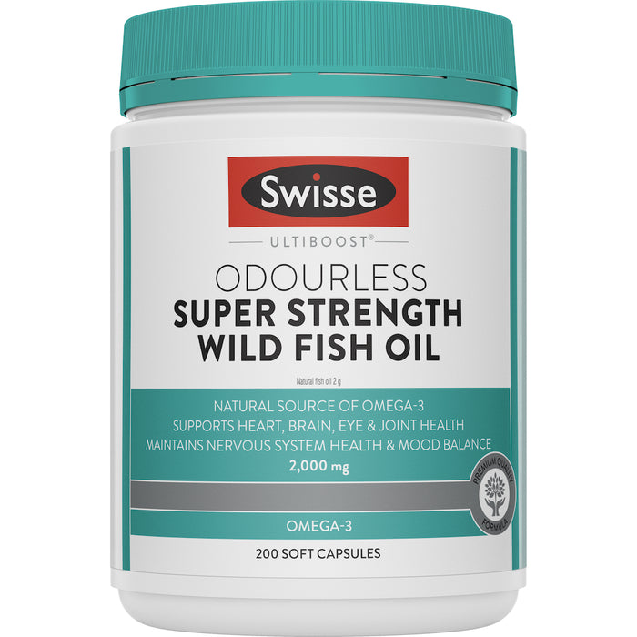 Swisse Ultiboost Odourless High Strength Wild Fish Oil 2000mg 200 Capsules