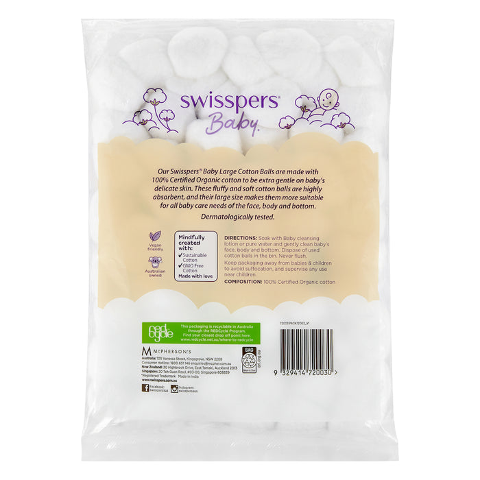 Swisspers Baby Organic Cotton Balls 60 Pack