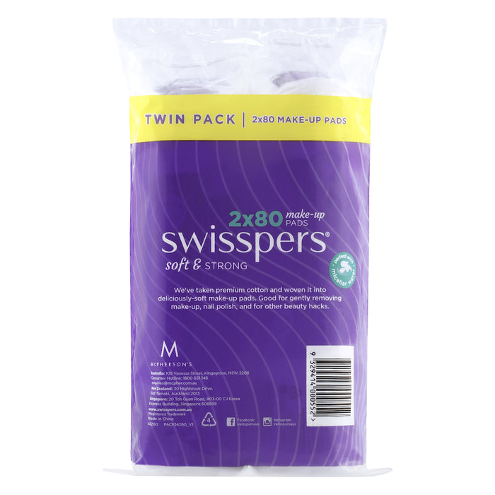 Swisspers Cotton Makeup Remover Pads Twin 2x80 Pack