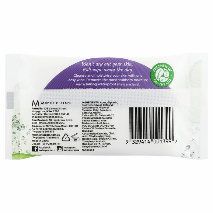 Swisspers Facial Wipes Cucumber Travel 5