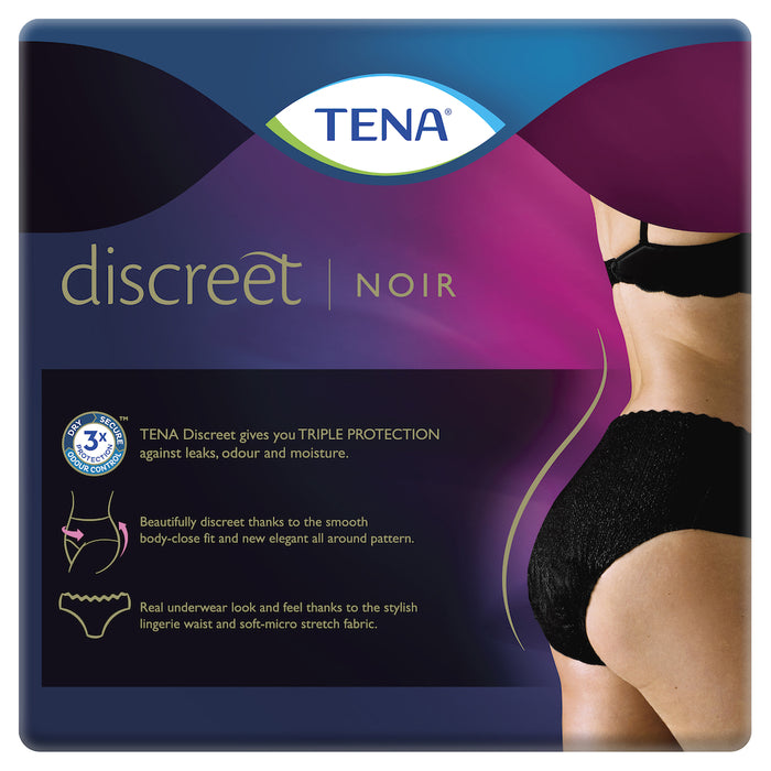 Tena Discreet Noir Low Waist Underwear Black 10 Pk