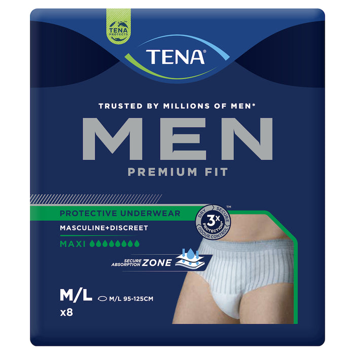 Tena For Men Protective Underwear Level 4 Medium to Large 8 Pack