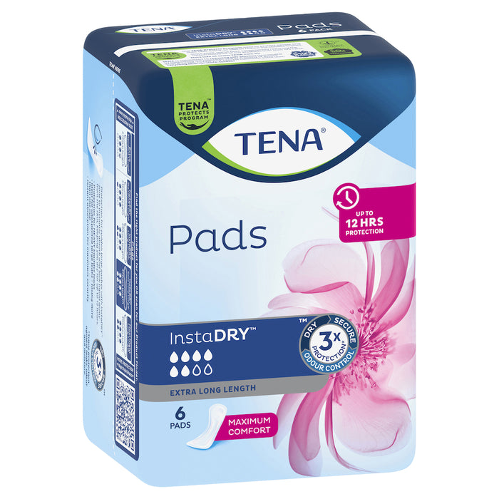 Tena Instadry Long Length Pads 6 Pack