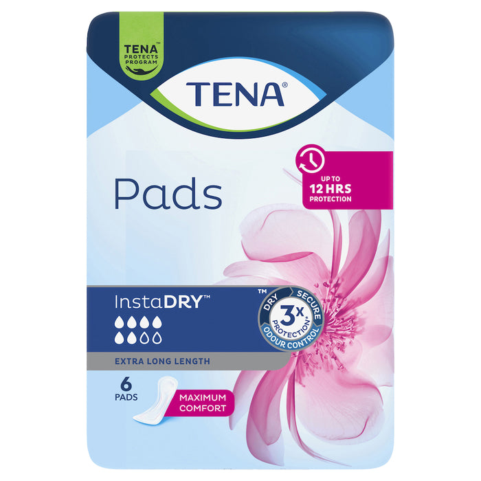 Tena Instadry Long Length Pads 6 Pack