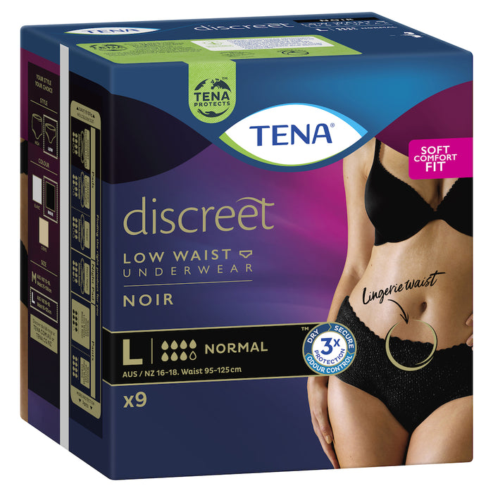 Tena Pants Women Discreet Black Large 8 x3