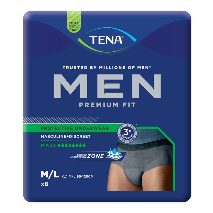 Tena For Men Protective Underwear Level 4 Medium to Large 8 Pack