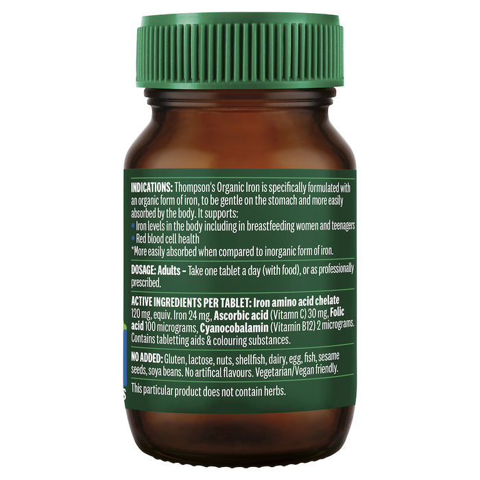 Thompson's Organic Iron 24mg 30 Tablets