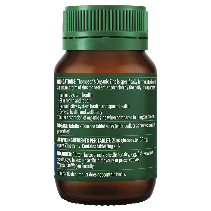 Thompson's Organic Zinc 80 Tablets