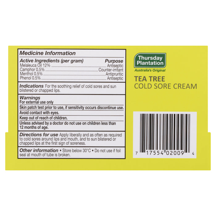 Thursday Plantation Tea Tree Cold Sore Cream 10g