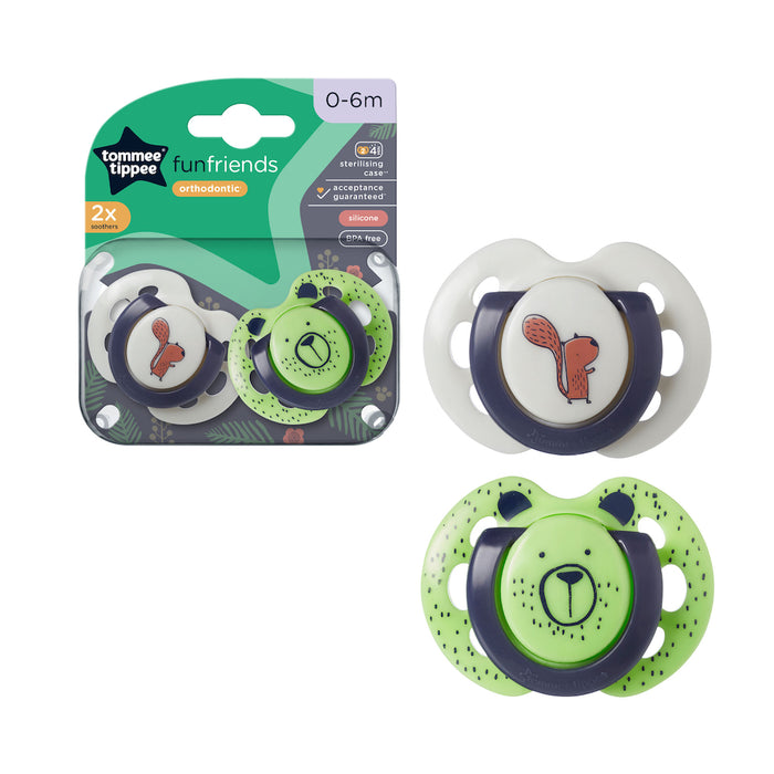 Tommee Tippee Close To Nature Fun Style Soother 0-6 Months 2 Pack