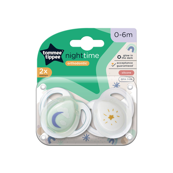 Tommee Tippee Close To Nature Night Time Soother 0-6 Months 2 Pack