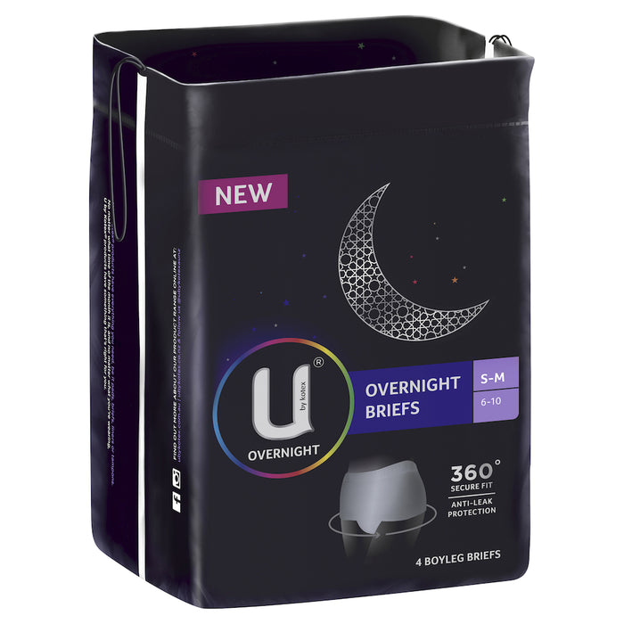 U by Kotex Brief Overnight Grey Small/Medium 4 Pack