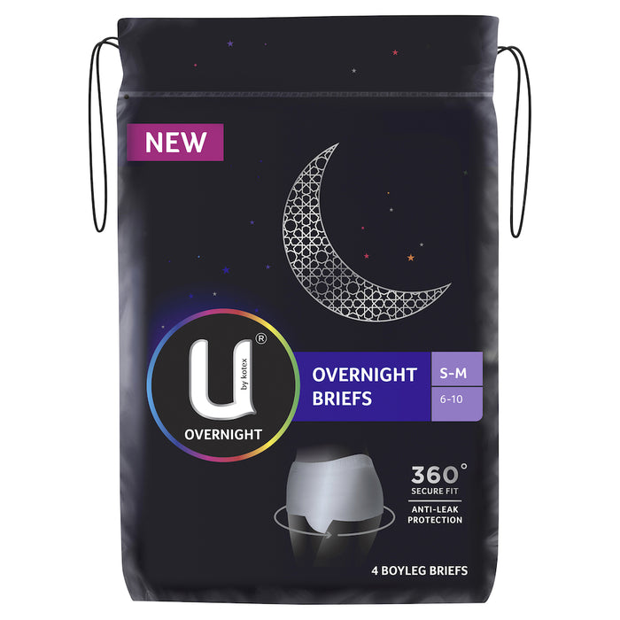 U by Kotex Brief Overnight Grey Small/Medium 4 Pack