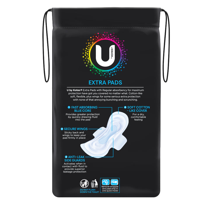 U By Kotex Extra Pads Regular Wings 16