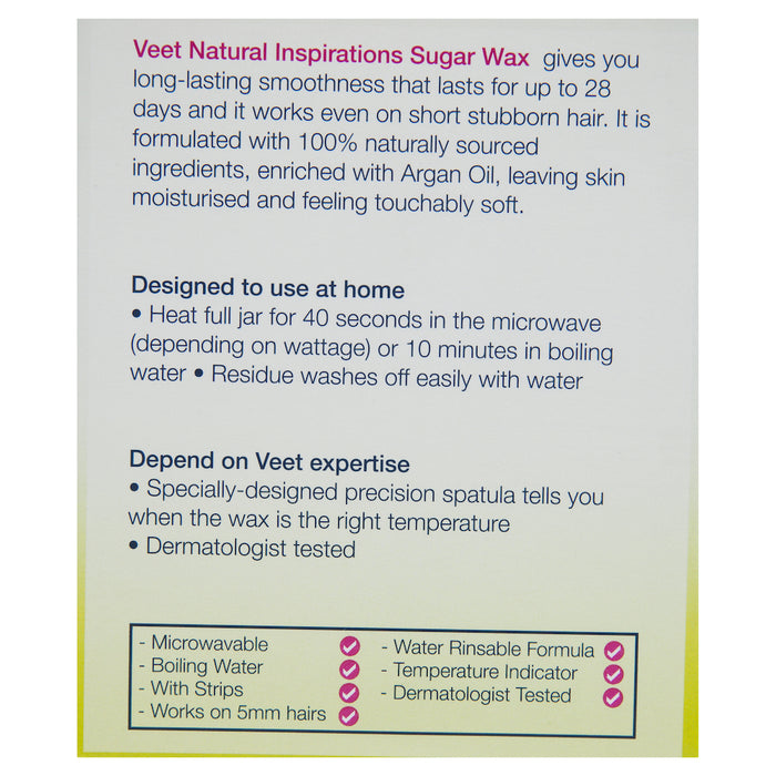 Veet Sugar Wax Natural Inspirations With Argan Oil 360g + 12 Fabric Strips