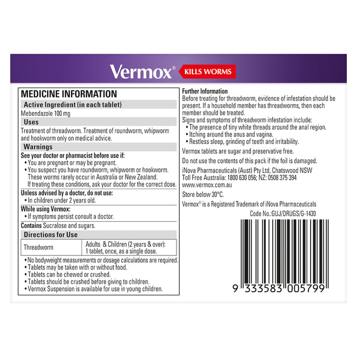 Vermox Choc Chews 6