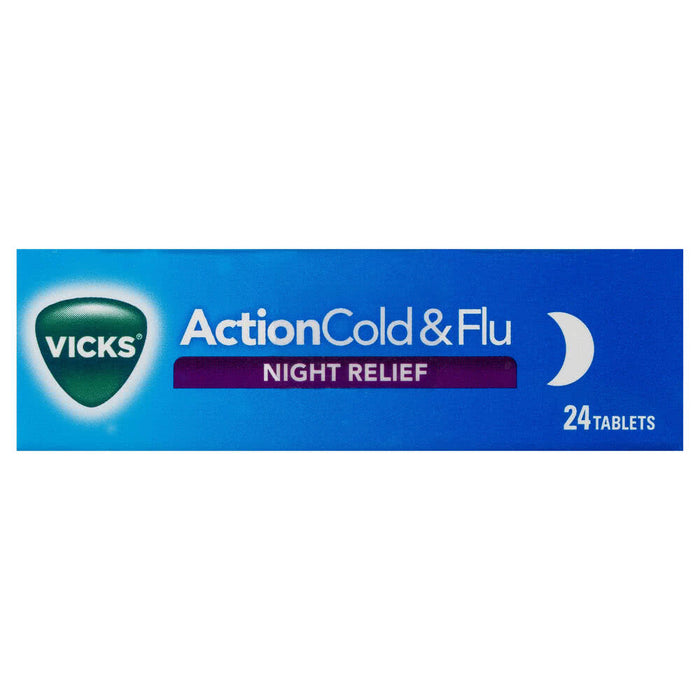 Vicks Action Cold & Flu Night Relief Tablets 24