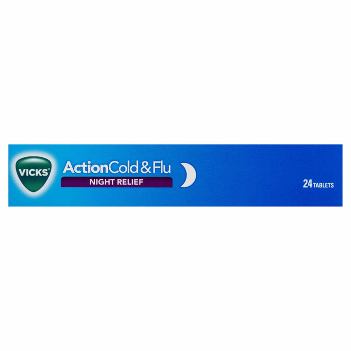 Vicks Action Cold & Flu Night Relief Tablets 24